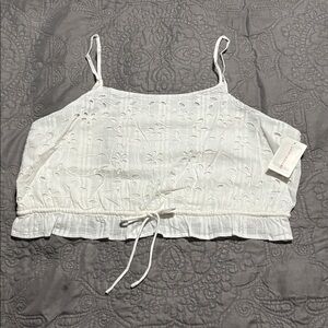 Women’s Cotton Straight-Neck Cutwork Tank Top — XL — NWT